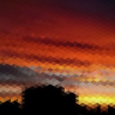 Retro sunset pattern of geometric shapes N2