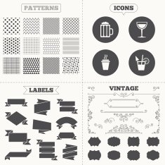 Drinks signs Coffee cup glass of beer icons N13