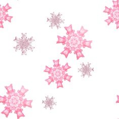 Seamless pink snowflake pattern on white background