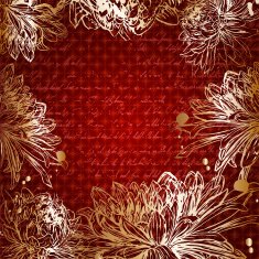 Retro card with golden flowers and place for text