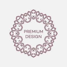 Vector geometric frame in mono line style Monogram design element N12