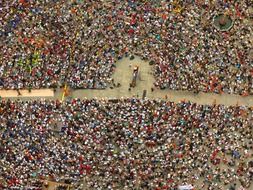 panorama of the crowd at the cathedral square