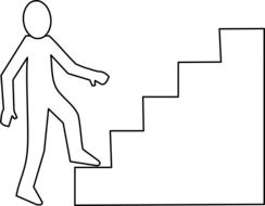 man climb up stairs, outline