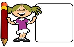 Vector drawing of a girl with pencil