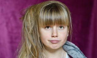 child girl face long blond hair