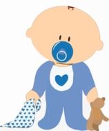 Picture of baby in blue clothes
