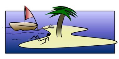 drawn man on a desert island