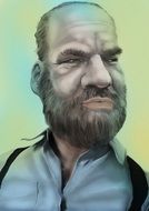 portrait of a bearded man as a caricature