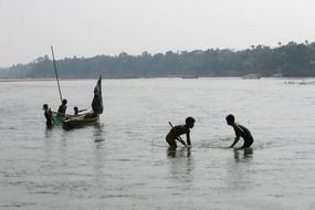 fishermen go fishing in freshwater