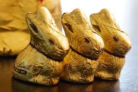 easter bunnys in a gold foil