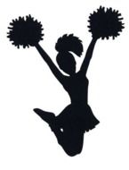 Silhouette of a girl cheerleader in a jump