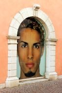 Advertising of man's head on the bart
