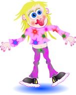 colorful cartoon teenager girl