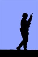 dark silhouette of a soldier with a weapon