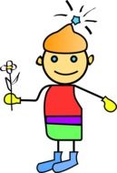 cartoon boy with flower in hand
