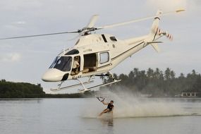 water skiing from a helicopter