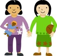 Friendship of the two girls as a clipart