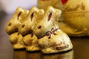 Three chocolates in the shape of a rabbit