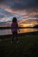 silhouette of a girl at sunset
