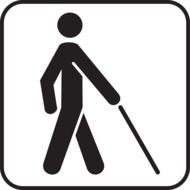 blind pedestrian, warning sign