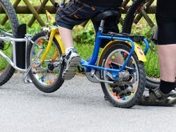 adult and child’s bikes in train system