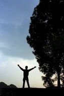 silhouette happy man