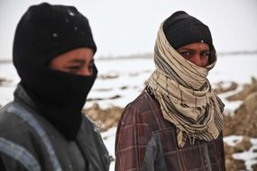 man in cold afghan winter