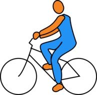 cyclist in a blue suit as a graphic image