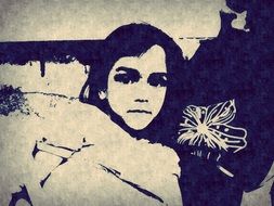 girl portrait abstract drawing