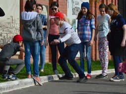 kids playing on a street