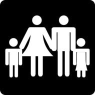 parents with two children, icon