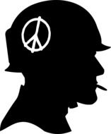 silhouette of a helmet on a soldierâs head