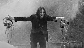 Black and white photo of drama man