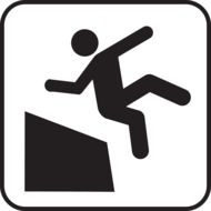 sign of man falling from the slope