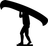 silhouette of a man with a canoe drawing