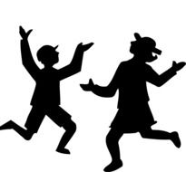 silhouettes of dancing children