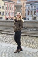 girl on the square in the Czech Republic