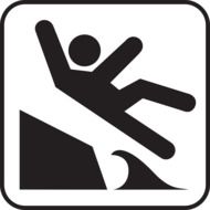 sign of man slipping ovr the water
