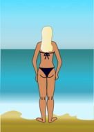 drawn girl in a bikini on the beach