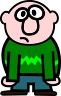 drawn unhappy cartoon man in a green sweater