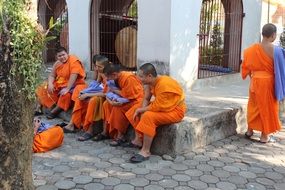 Asian monks in temple