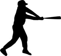 black silhouette of a baseball player with a bat