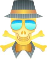 skull in sunglasses and a hat