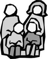 graphic image of a family with two children