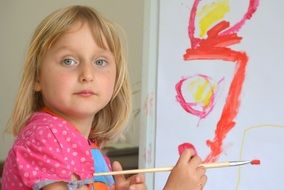girl painting with a brush