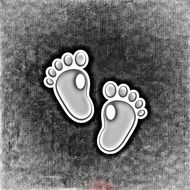black and white baby footprint