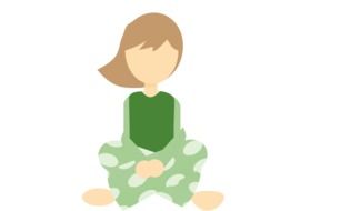 painted girl in green pajamas on a white background