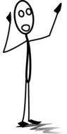 Black and white drawing of the calling stickman clipart
