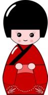 doll in red kimono