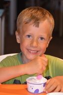 happy boy with ice cream